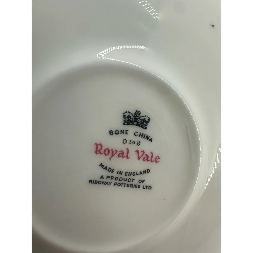 Royal Vale Ridgway Potteries Bone China Cup & Saucer Yellow Rose & Blue Flowers